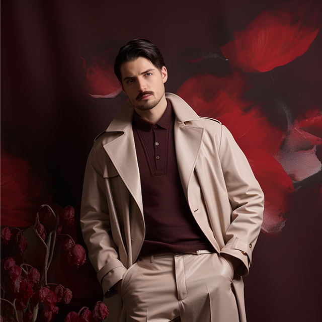 Beige Leather Trench Coat